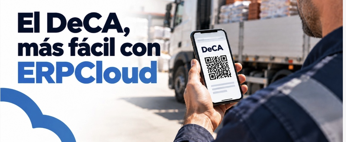 Transportista mostrando en el móvil el DeCA con código QR generado con ERPCloud